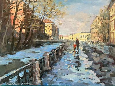 Е .Соколова "У Новой Голладии" 30-40 холст .масло.