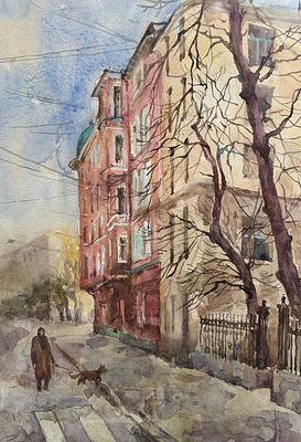 "На Кронверской улице" 30-40 см.бумага акварель