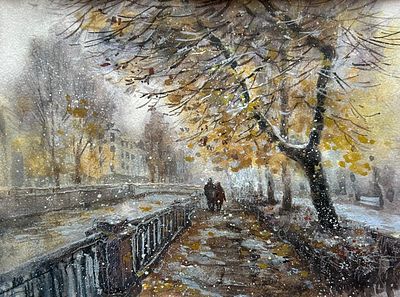 "Осень на Крюковом канале" 30-40 см.бумага акварель.