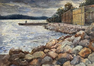 "Выборг .Смоляной мыс" 30-40 см. бумага акварель.