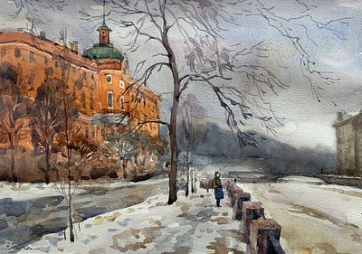 "У Инженерного замка" 30-40 см.бумага акварель