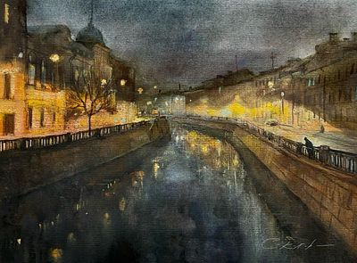 Е. Соколова "Ночь на канале" 30-35 см.
