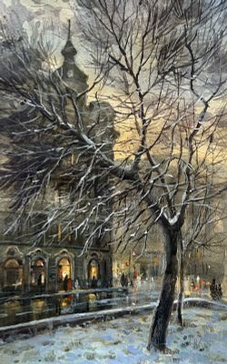 "Сквер на Каменноостровском" 30-40 см.бумага акварель.