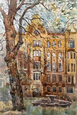 "Дом Лидваль" 30-40 см. бумага акварель