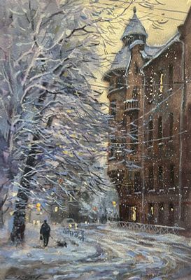 "Зима на Малой Монетной" 30-40 см .бумага акварель.