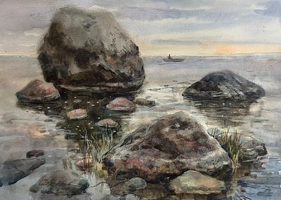 "На Ладоге" 30-40 см.бумага акварель