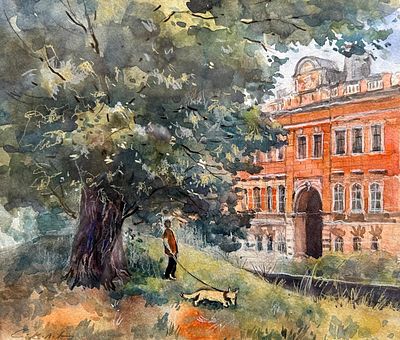 "На улице Писарева" 30-35 см. бумага акварель.