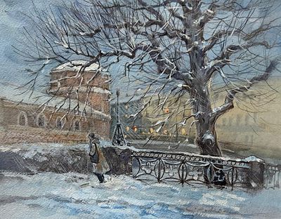 "Метель" бумага акварель 30-35см