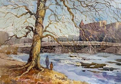 "Весна на Елагином острове" бумага акварель