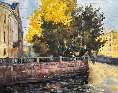 Е.Соколова "Сентябрь" 30-40 см бумага акварель