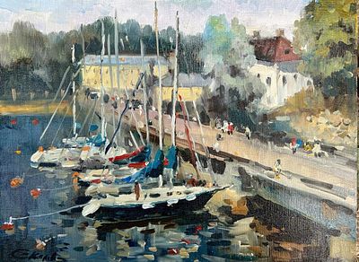 "Крепостной мост Выборг" 30-40 холст масло