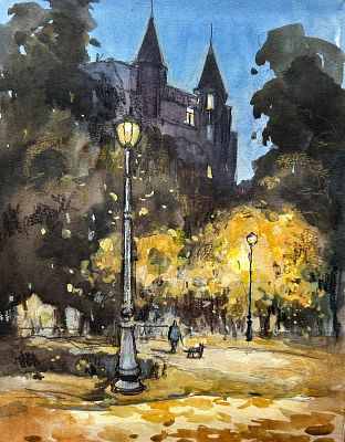 "Воскресенский сквер" 20-30 см бумага акварель