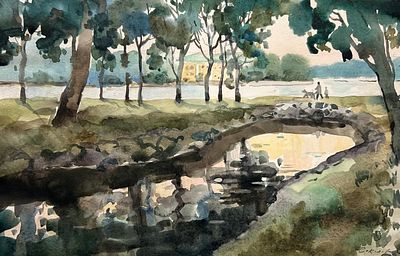 "Лопухинский сад" 30-40 см. бумага акварель