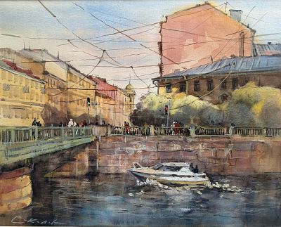 " У Семеновского моста"30-35 бумага акварель