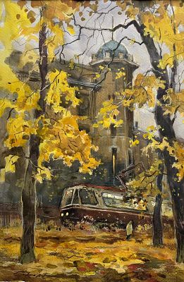 Е Соколова "Осень у дворца Кшесинской" 30-40 см