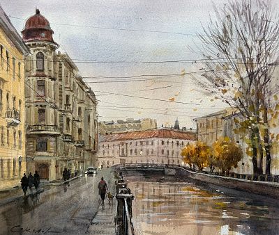 Е.Соколова "Прозрачный день. 30-40 см, бумага акварель .