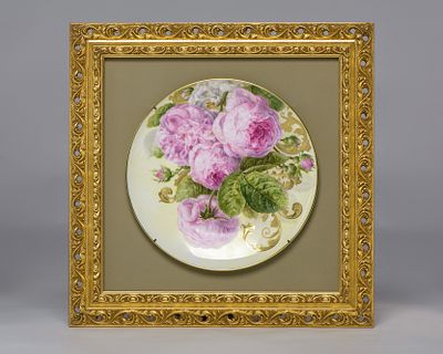 Ю.Зуева .Панно "Розы" надглазурная живопись по фарфору керамическими красками, многократные 