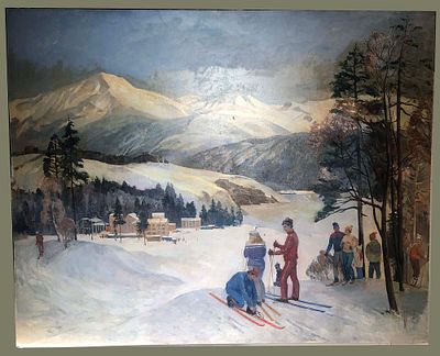 Большая тематическая картина . "Зимний день на БАМЕ" , холст масло 200-250 см.1988 год. А.Д. 