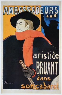 Тулуз Лотрек. Ambassadeus. Aristide Bruant dans son cabaret. 1892г. Бумага, лито-офсет. Размер 