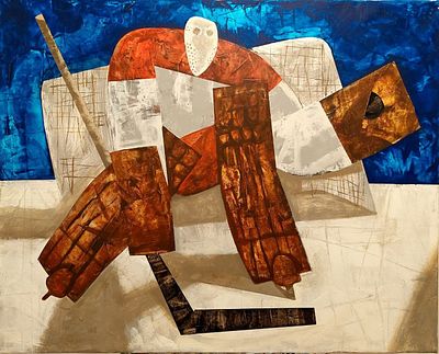 "Вратарь" 80-100 см , бумага акрил .В.Крущельницкий.