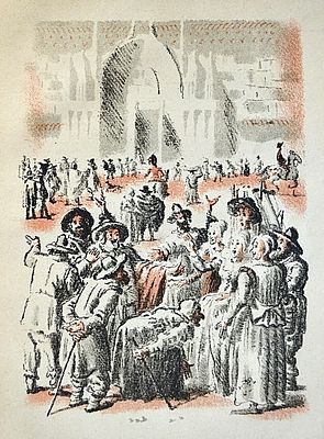 Кибрик Е. Иллюстрация к повести Р. Роллана &laquo;Кала Брюньон&raquo;. СССР, 1935 год. Бумага, литография. 
