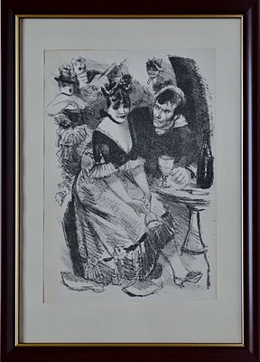 Рудаков Константин Иванович. Иллюстрация к произведению Мопассана. 1930-е годы. Литография. 