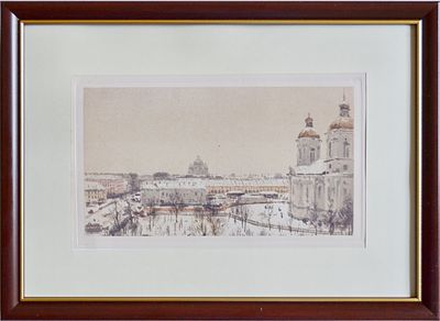 Никольский собор. Н. Бенуа. 20 в. Бумага, литография. Размер 32.0 х 23.5; В хорошем состоянии.