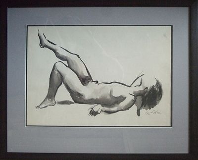 Астапов И.С 1933г. "Обнаженная" бумага акварель, работа подписана с лицевой стороны в правом 