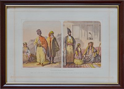 "Народы Кавказа" Бумага, литография. 19 век. Лондон. Размер: 32.0 х 23.5. Хорошее состояние.