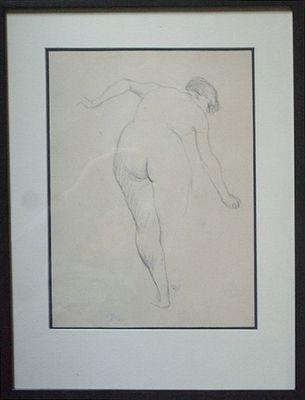 Обнаженная. Астапов И.С 30-е г. Бумага, карандаш. Размер: 30,0 x 22,0. В хорошем состоянии.