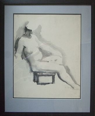 Астапов И.С 1933г. "Обнаженная" бумага акварель, работа подписана с лицевой стороны в правом 