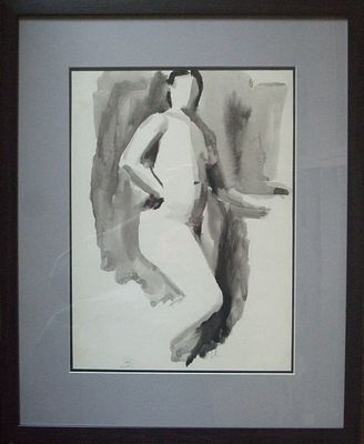 Астапов И.С 1933г. "Обнаженная" бумага акварель, работа подписана с лицевой стороны в правом 