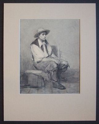 Украинец. Грушко А.Б. 1950г. бумага. соус. Размер 33,0 x 26,5(р.и.). Оформлена в паспорту. В 