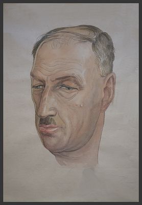 Митрохин Дмитрий. 30-е годы. Портрет неизвестного. Бумага, карандаш, акварель. Размер: 44.0 х 