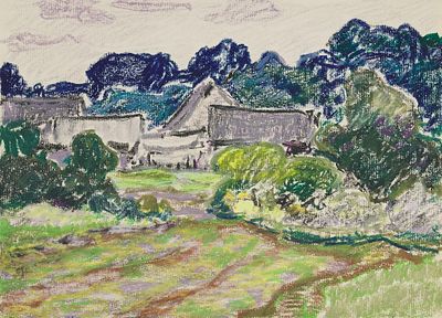 Пустующие избы. худ. Г.К. Малыш.1980 год. Бумага, пастель. Размер 24,5 х 34.0. Хорошее состояние.6