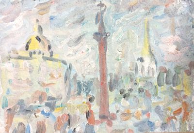 Ельцов Владимир. Дворцовая площадь. 2006 г Бумага, гуашь 13х20 см. Работа в хорошем состоянии 