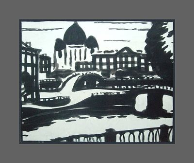 Троитский собор, Крюков канал, Фонтанка. Смирнов В.В. бумага гуашь. Размер: 46,8 х 59,0(р.и.) 