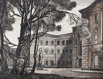 В. Чернаков "Военно-медицинская Академия". Литография, 38х30 см (лист), 16х19 см (изображение). 