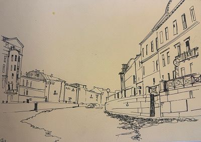 С .Руднев "На Мойке" 21-30 см тушь бумага 2017 год.