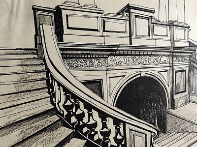 C .Руднев " Лестница в Академии Штиглица .20-30 смеш техника . 2016 год