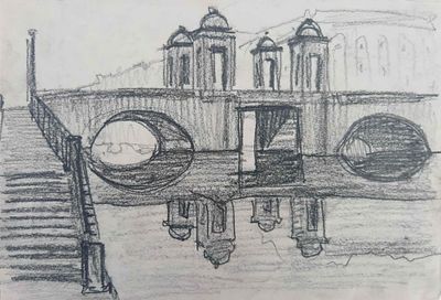 С.Руднев "На Фонтанке" 16-24 см. бумага уголь