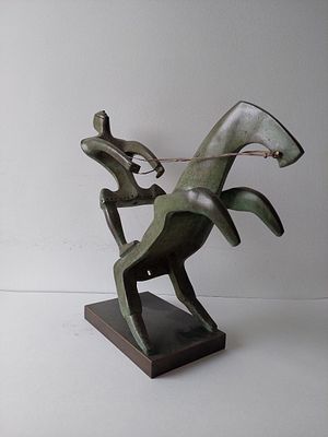 "Всадник" бронза, литье, зеленая патина 55-54-19 см.