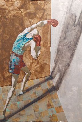 "Бой с тенью" 120-80 см.бумага акрил .В.Крущельницкий.