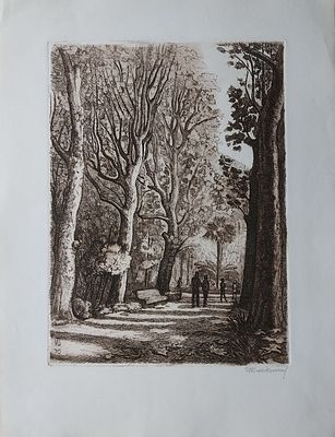 И. Владыкин "Сочи. В парке" 1970 год офорт.