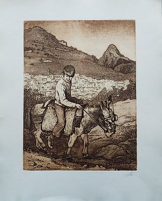 П.П.Белоусов "Мальчик на ослике", 1960 годы.офорт. Биография 
Белоусов Петр Петрович (1912 - 