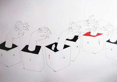 Ло Си. Работа из серии "Брожение". 84,1х118,9 см, бумага/смешанная техника. Ло Си (Luo Xi) . Ло 