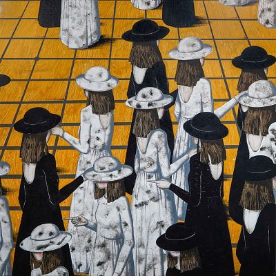 Ло Си "Игра в Го".
Размер: 150/150 см.
Материалы: Холст, акрил, смешанная техника. Данная 