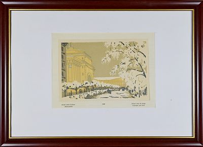 &laquo; Сенатская площадь&raquo;. Остроумова-Лебедева А. 1920-е годы. Бумага, цветная цинкография. Размер 