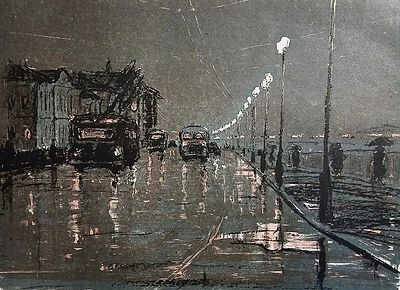 Матюх В. "Набережная". литография, 1957. лист 37х55, из. 30х41.Ленинград. Вера Фёдоровна Матюх 