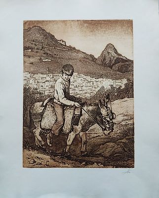 П.П.Белоусов "Мальчик на ослике", 1960 годы.офорт
Биография
Белоусов Петр Петрович (1912 - 1989 